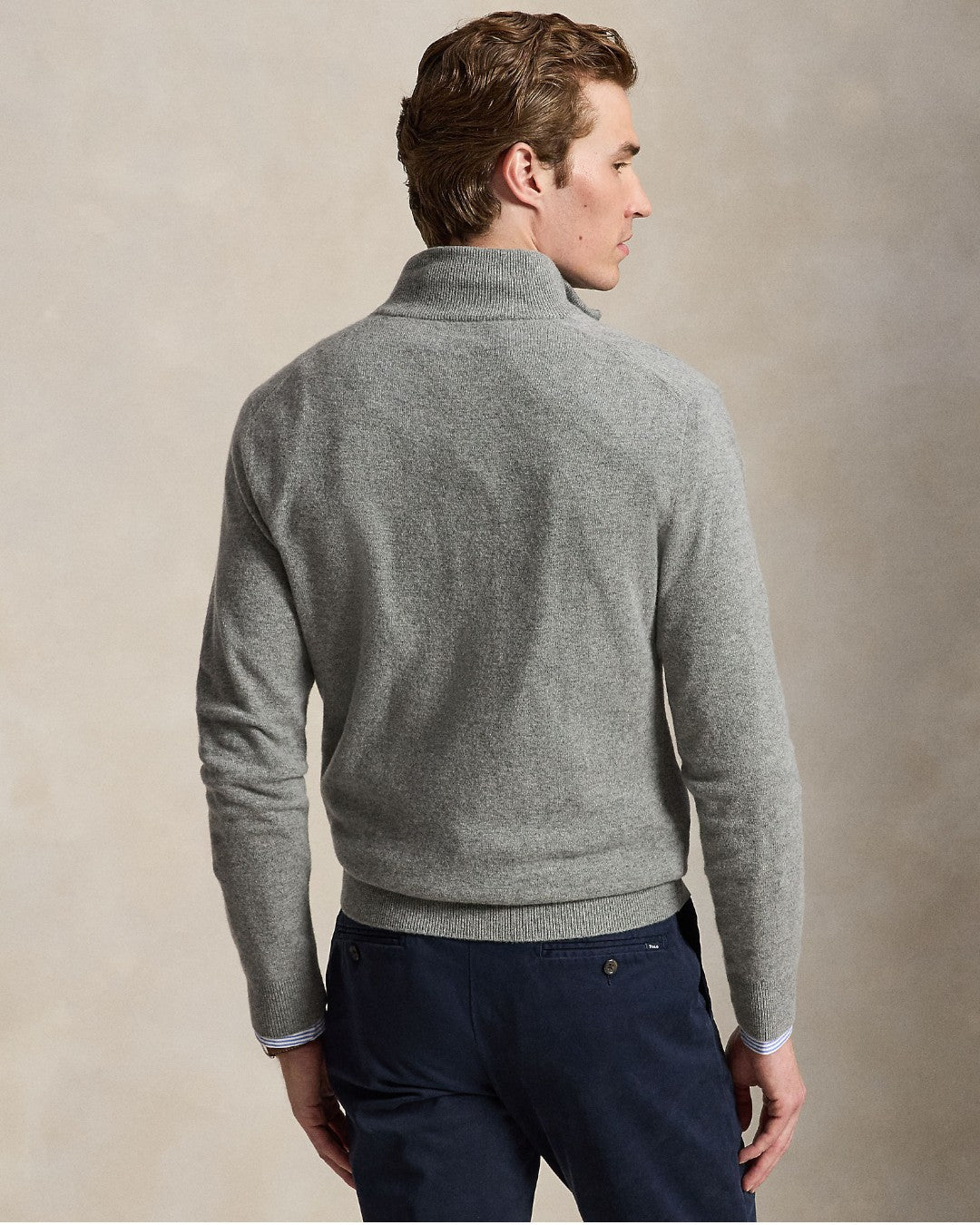 Merino Wool Half Zip Pullover Fawn Heather Grey