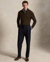 Merino Wool Half Zip Pullover Cinnamon Brown Heather