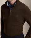 Merino Wool Half Zip Pullover Cinnamon Brown Heather