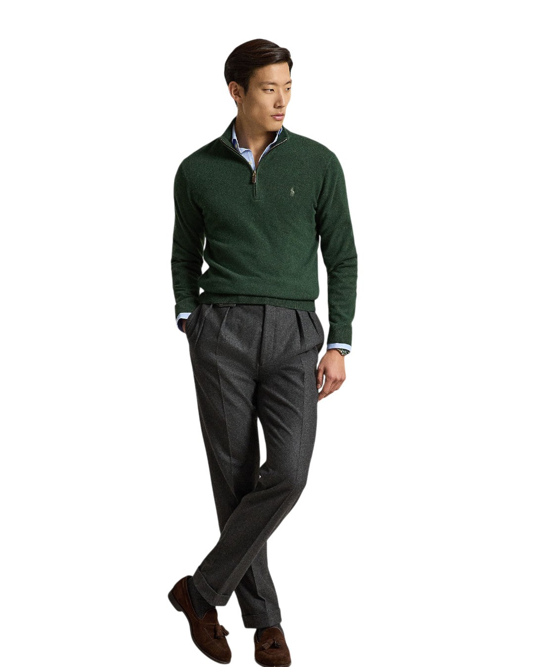 Merino Wool Half Zip Pullover Lodgepole Pine Heather
