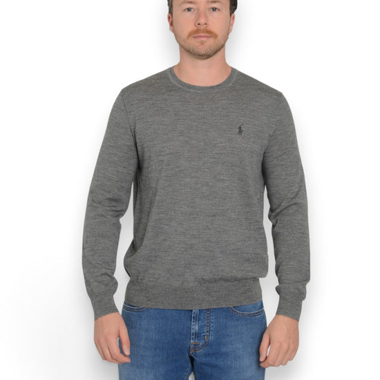 Merino Wool Crew Neck Pullover Fawn Grey Heather