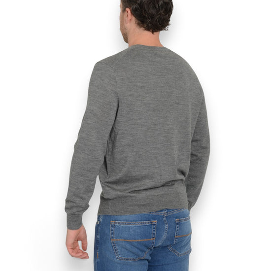 Merino Wool Crew Neck Pullover Fawn Grey Heather