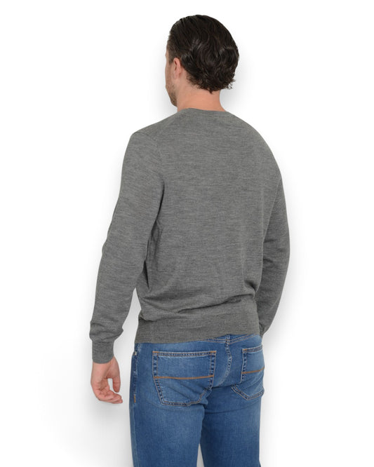 Merino Wool Crew Neck Pullover Fawn Grey Heather
