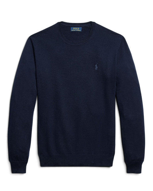 Merino Wool Crew Neck Pullover Hunter Navy