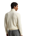 Wool Cashmere Blend Cable Knit Turtle Neck Pullover Andover Cream