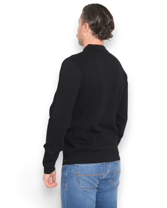 Technical Polo Zip  Pullover Black