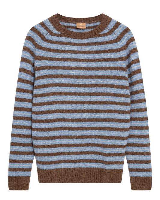 MMGCarlos Stripe Crewneck Pullover Chocolate Brown Melange