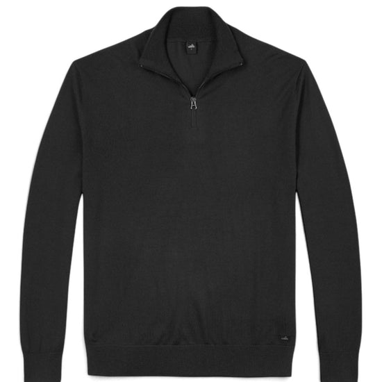 Luke Extrafine Merino Half Zip Pullover Pure Black