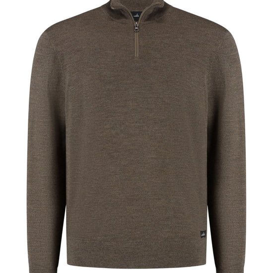 Luke Extrafine Merino Half Zip Pullover Taupe Melange
