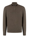 Luke Extrafine Merino Half Zip Pullover Taupe Melange