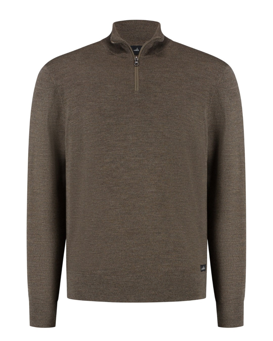 Luke Extrafine Merino Half Zip Pullover Taupe Melange