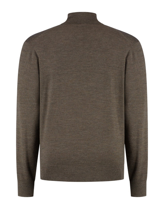 Luke Extrafine Merino Half Zip Pullover Taupe Melange