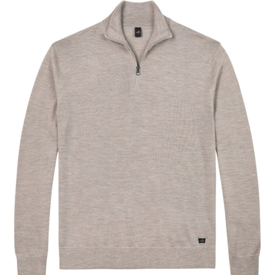 Luke Extrafine Merino Half Zip Pullover Light Taupe Melange