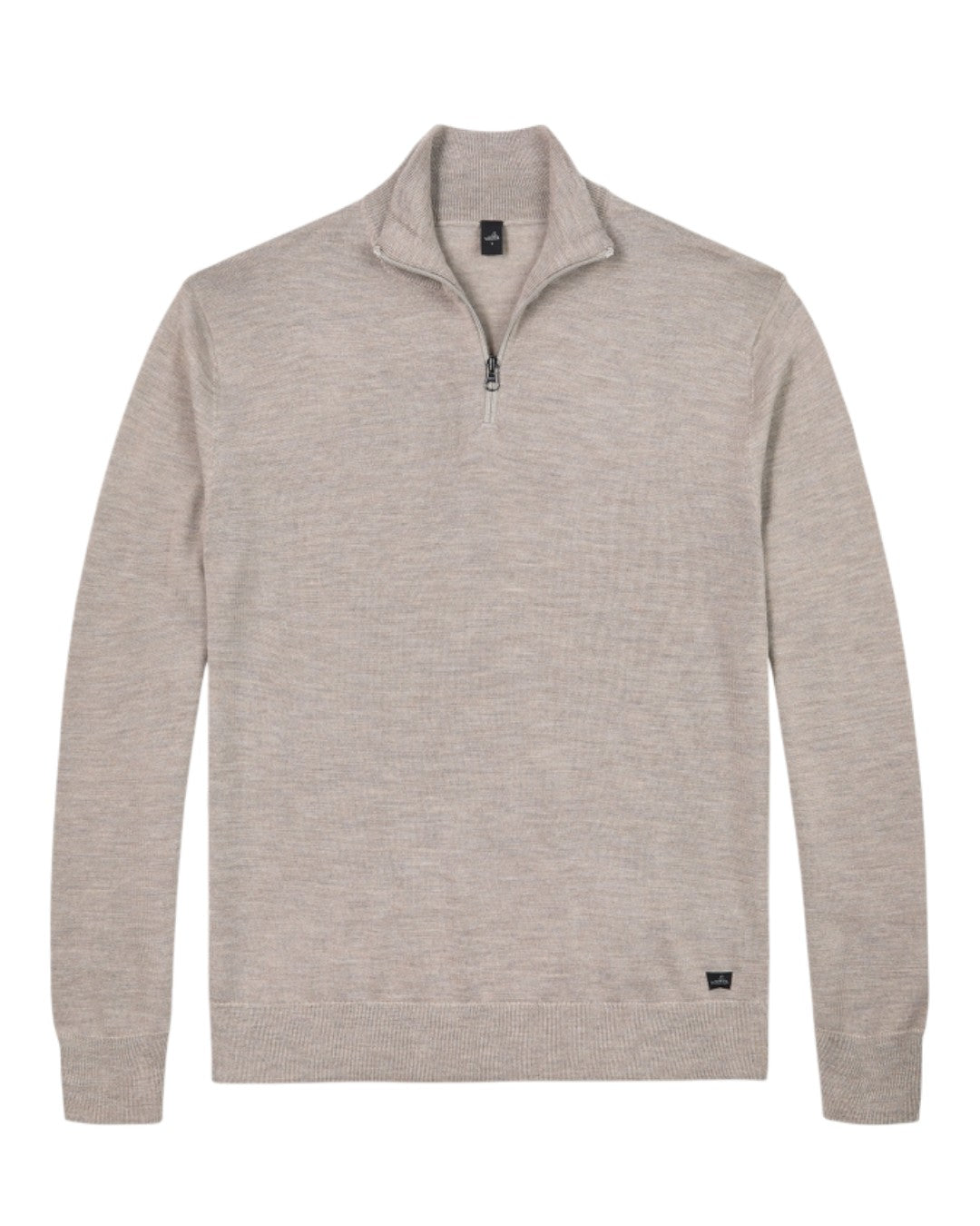 Luke Extrafine Merino Half Zip Pullover Light Taupe Melange