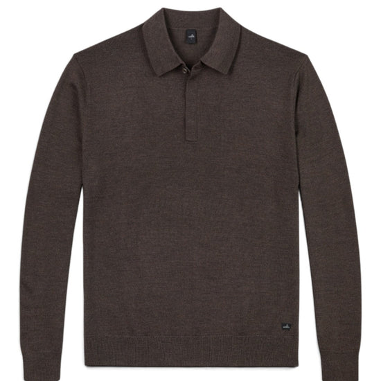 Hal Extrafine Merino Polo Collar Pullover Dark Brown Melange