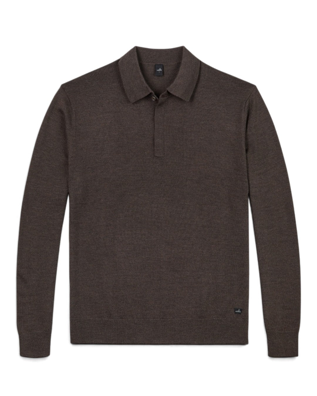 Hal Extrafine Merino Polo Collar Pullover Dark Brown Melange