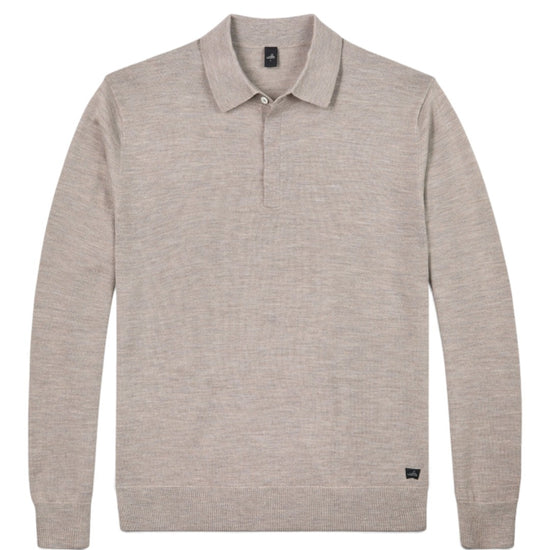 Hall Extrafine Merino Polo Collar Pullover Light Taupe Melange