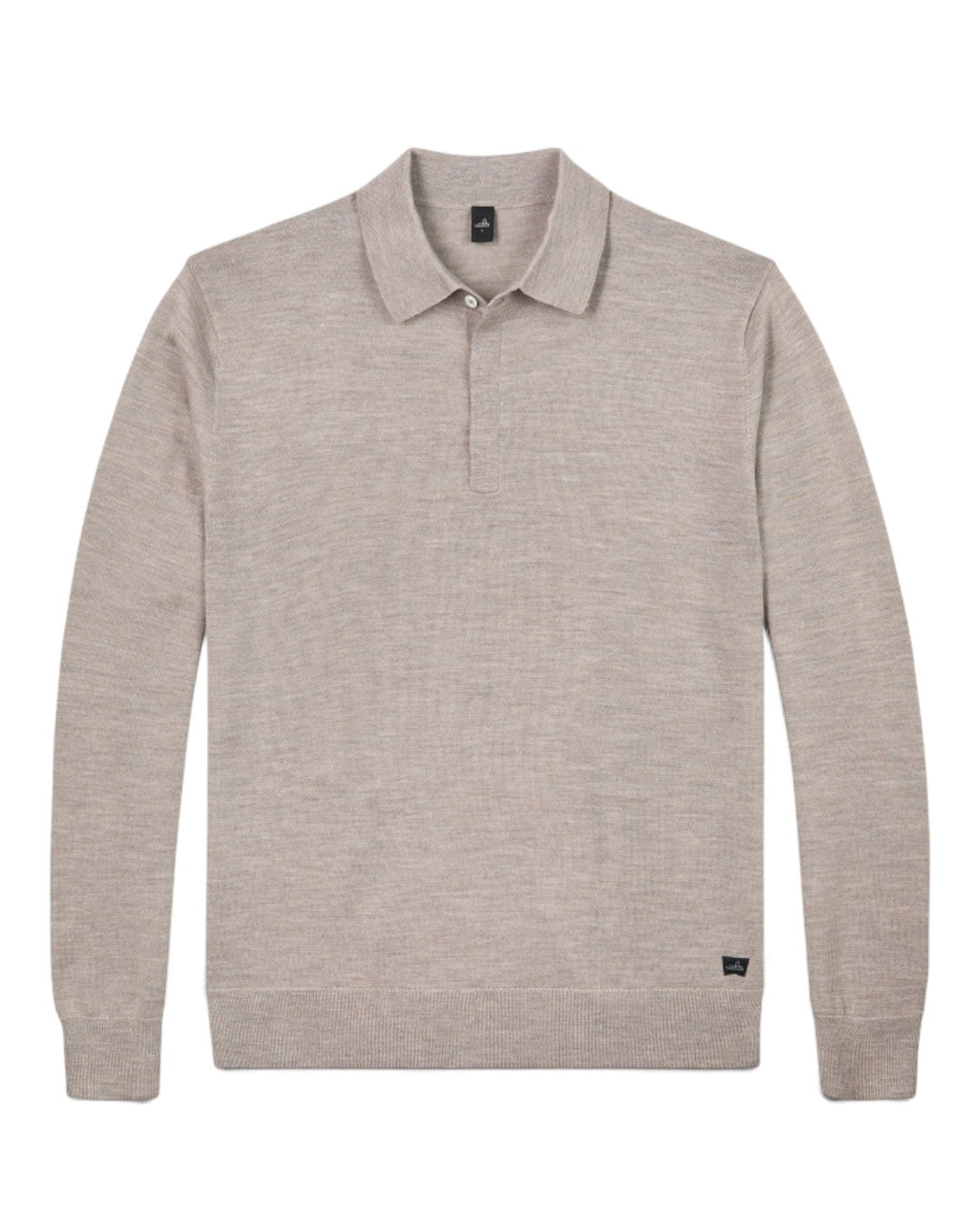 Hall Extrafine Merino Polo Collar Pullover Light Taupe Melange