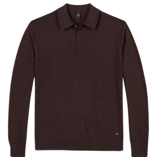 Hall Extrafine Merino Polo Collar Pullover Burgundy Melange