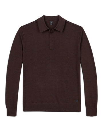 Hall Extrafine Merino Polo Collar Pullover Burgundy Melange