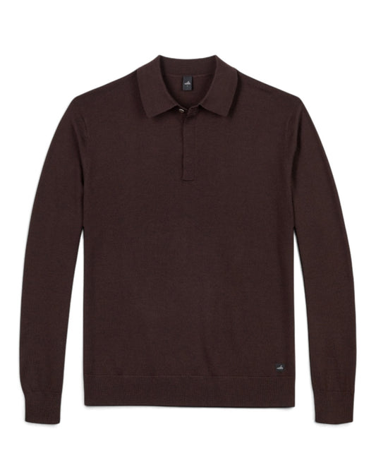 Hall Extrafine Merino Polo Collar Pullover Burgundy Melange