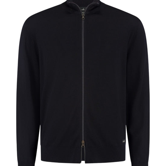 Pratt Extrafine Merino Full Zip Cardigan Night Blue
