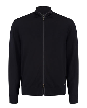 Pratt Extrafine Merino Full Zip Cardigan Night Blue