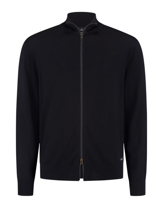 Pratt Extrafine Merino Full Zip Cardigan Night Blue