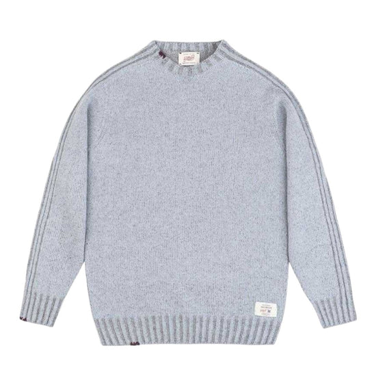Fin Virgin Wool Knit Crewneck Pullover Nuvola Grigio