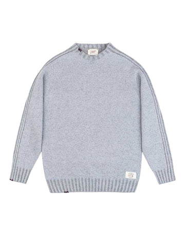 Fin Virgin Wool Knit Crewneck Pullover Nuvola Grigio