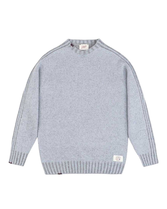 Fin Virgin Wool Knit Crewneck Pullover Nuvola Grigio