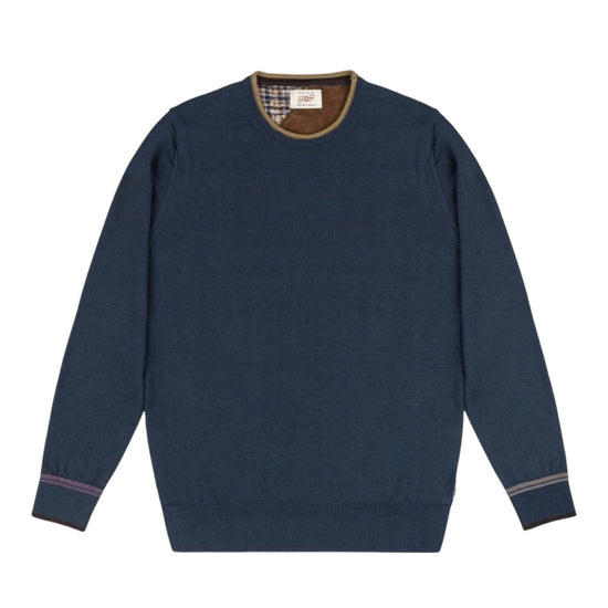 Davin Wool Patterned Patches Crewneck Pullover Ottanio
