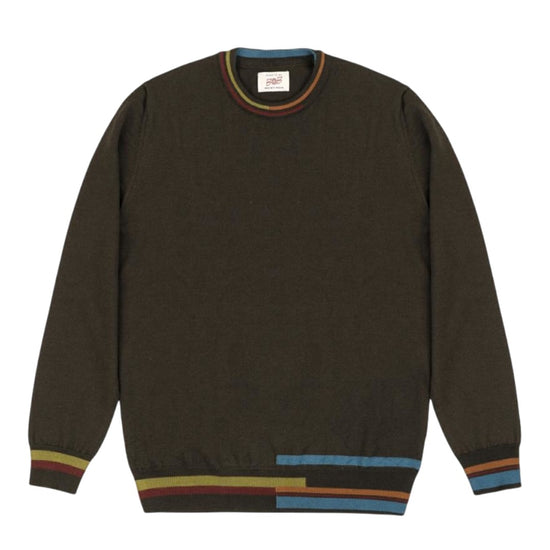 Bennett Wool Colored Details Crewneck Pullover Militare
