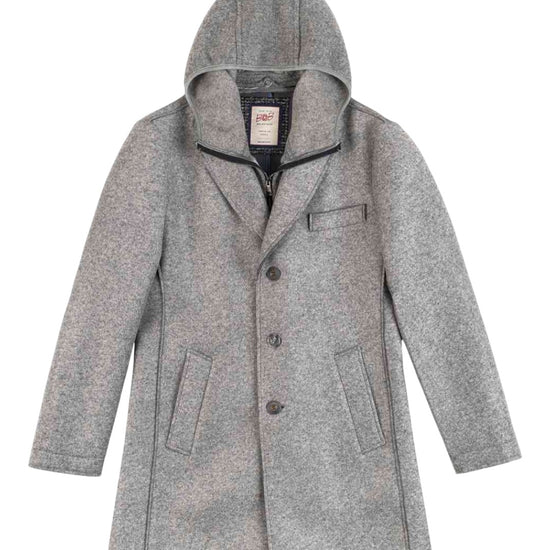Andy Wool Blend Single-breasted Hooded Jacket Taupe