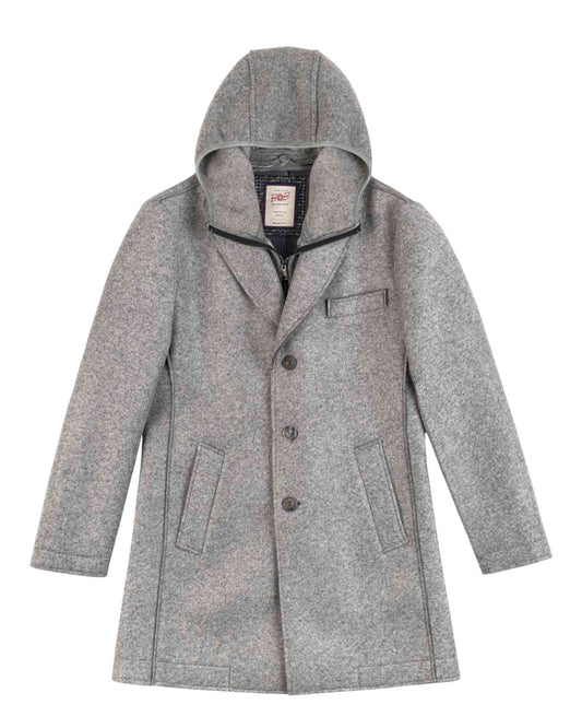 Andy Wool Blend Single-breasted Hooded Jacket Taupe