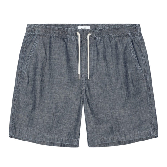 Gregor Elasticated Drawstring Shorts Chambray Rinse