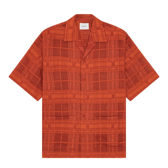 Ben Jacquard Check Relaxed Fit SS Shirt Sienna Heat