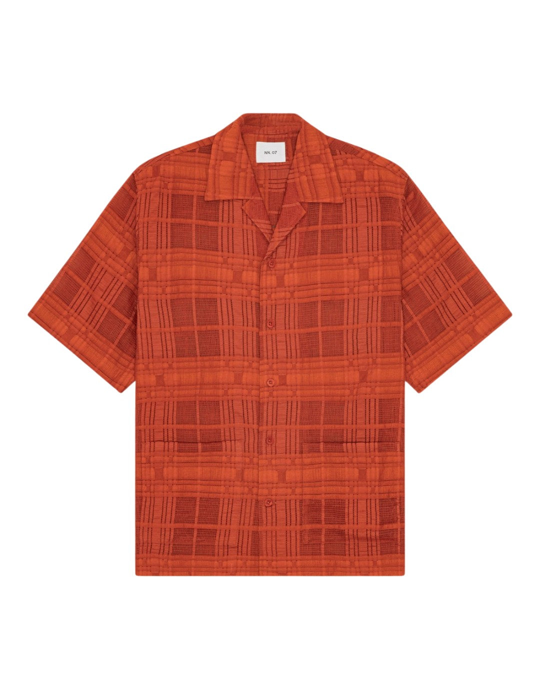 Ben Jacquard Check Relaxed Fit SS Shirt Sienna Heat