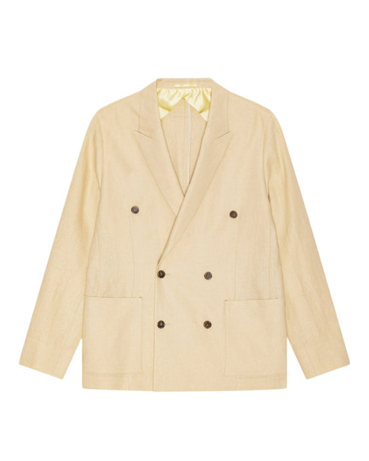 Jordin Linen Relaxed Fit Double Breasted Vest Honey Silk