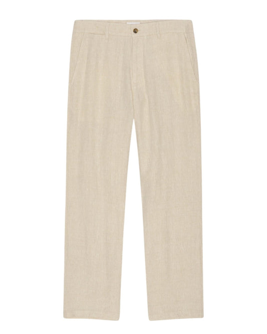 Aden Linen Regular Fit Straight Leg Trousers Oat