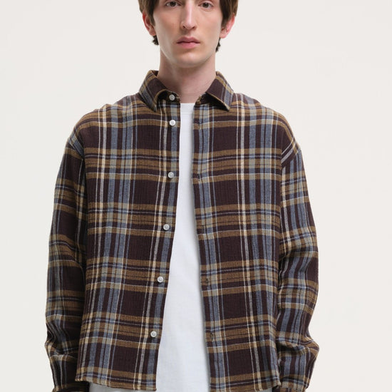 Edouard Boxy Fit Check Shirt Brown