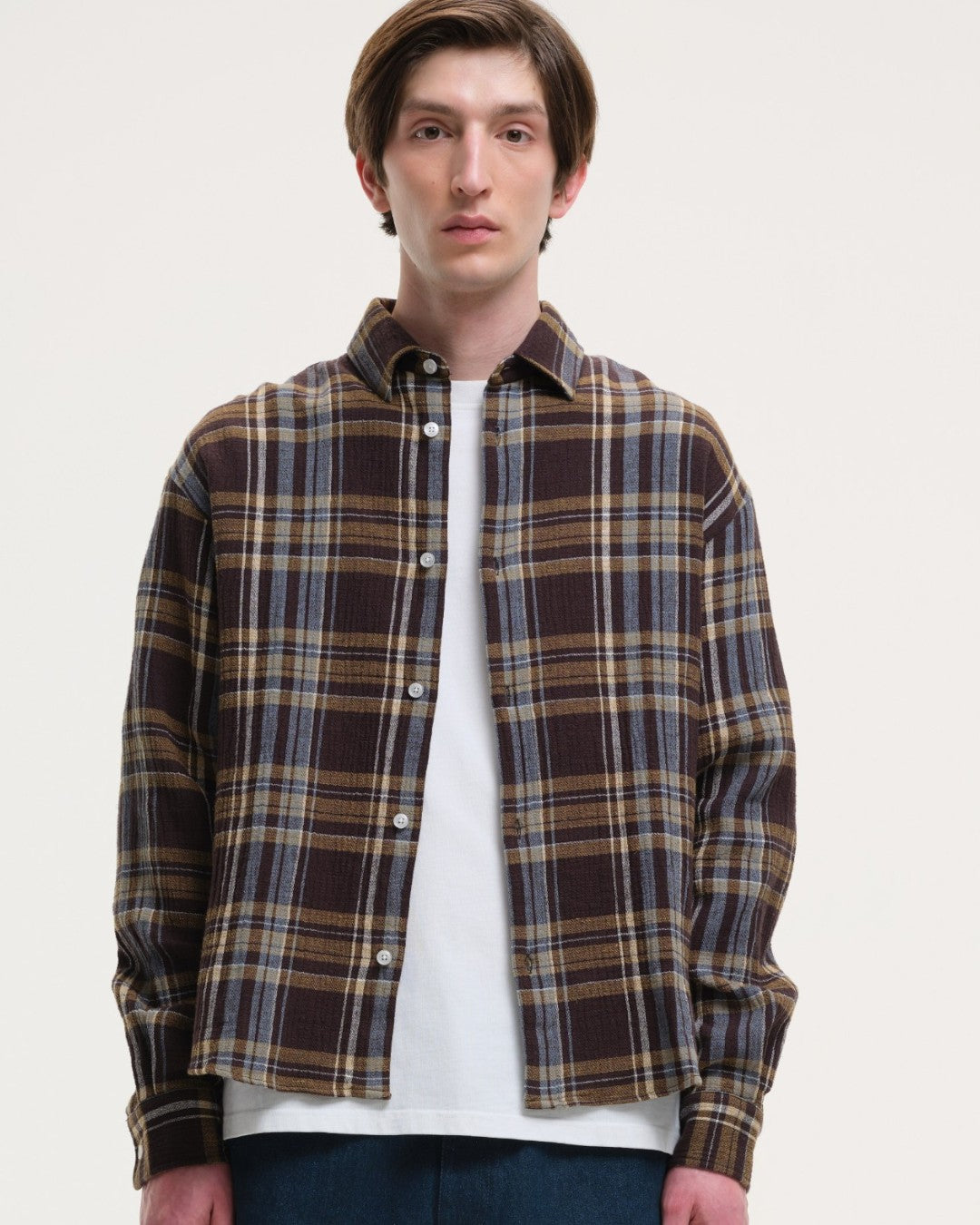 Edouard Boxy Fit Check Shirt Brown