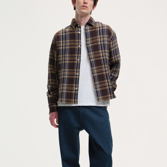 Edouard Boxy Fit Check Shirt Brown