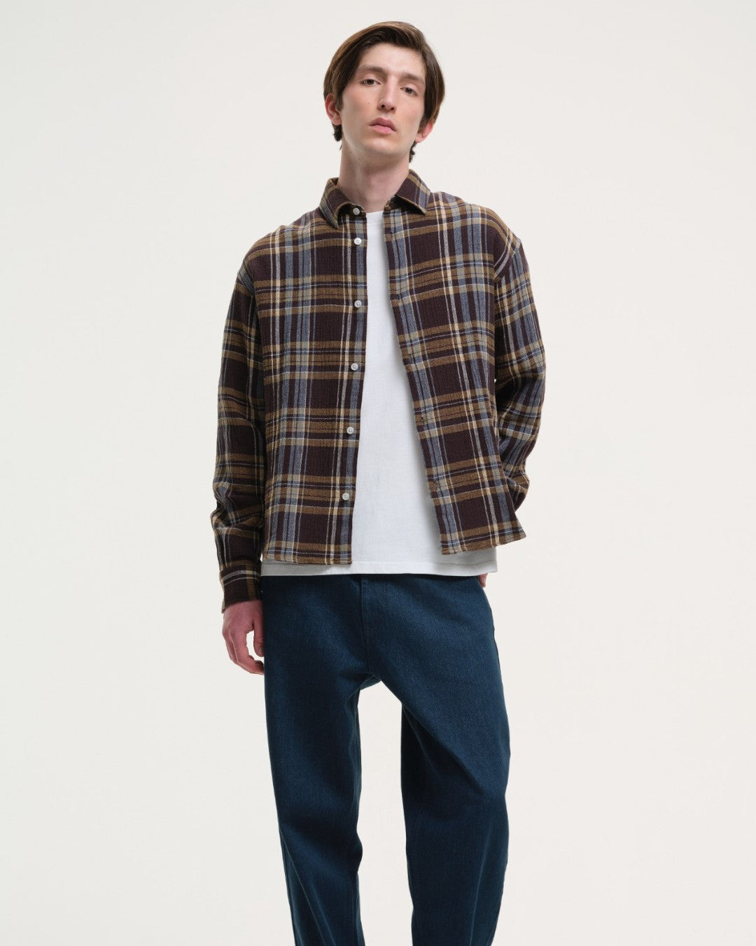 Edouard Boxy Fit Check Shirt Brown
