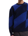 Evin Jacquard Knit Crewneck Pullover Blue