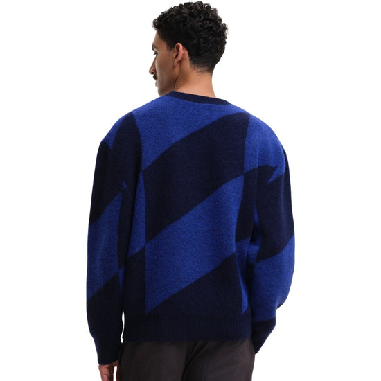Evin Jacquard Knit Crewneck Pullover Blue