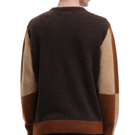 Morley Fluffy Alpaca Mix Color Block Crewneck Pullover Brown