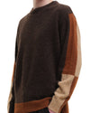 Morley Fluffy Alpaca Mix Color Block Crewneck Pullover Brown
