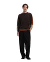 Morley Fluffy Alpaca Mix Color Block Crewneck Pullover Brown