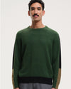 Morley Fluffy Alpaca Mix Color Block Crewneck Pullover Green